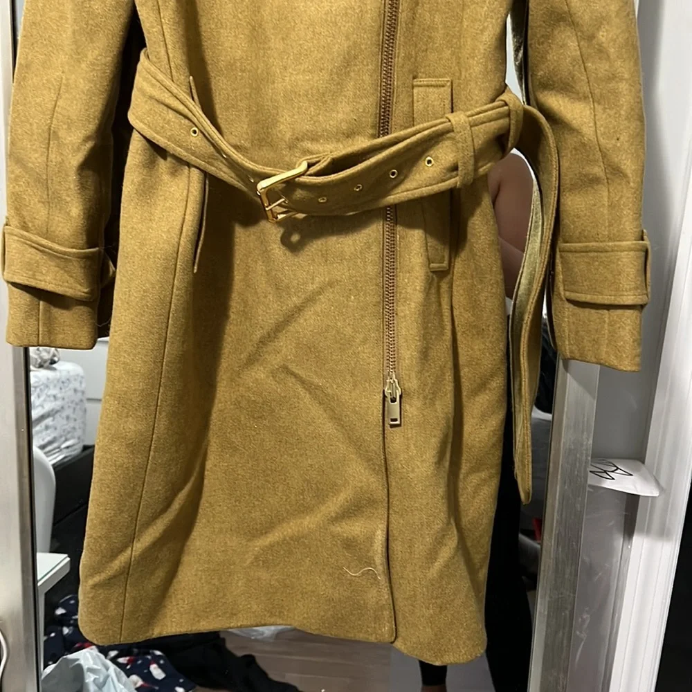 Jcrew Melton wool coat belt tie size 0P - Picture 6 of 9